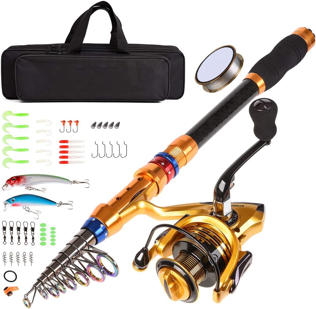 12 FT Carbon Fiber Telescopic Fishing Rod and Reel Combo with Carrier Bag C7778