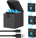 3-Pack 1800mAh Camera Batteries with 3-Channel USB Charger X690