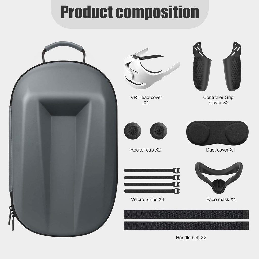 Head Strap with Case Travel, Face Pad, Controller Grips Cover D49681