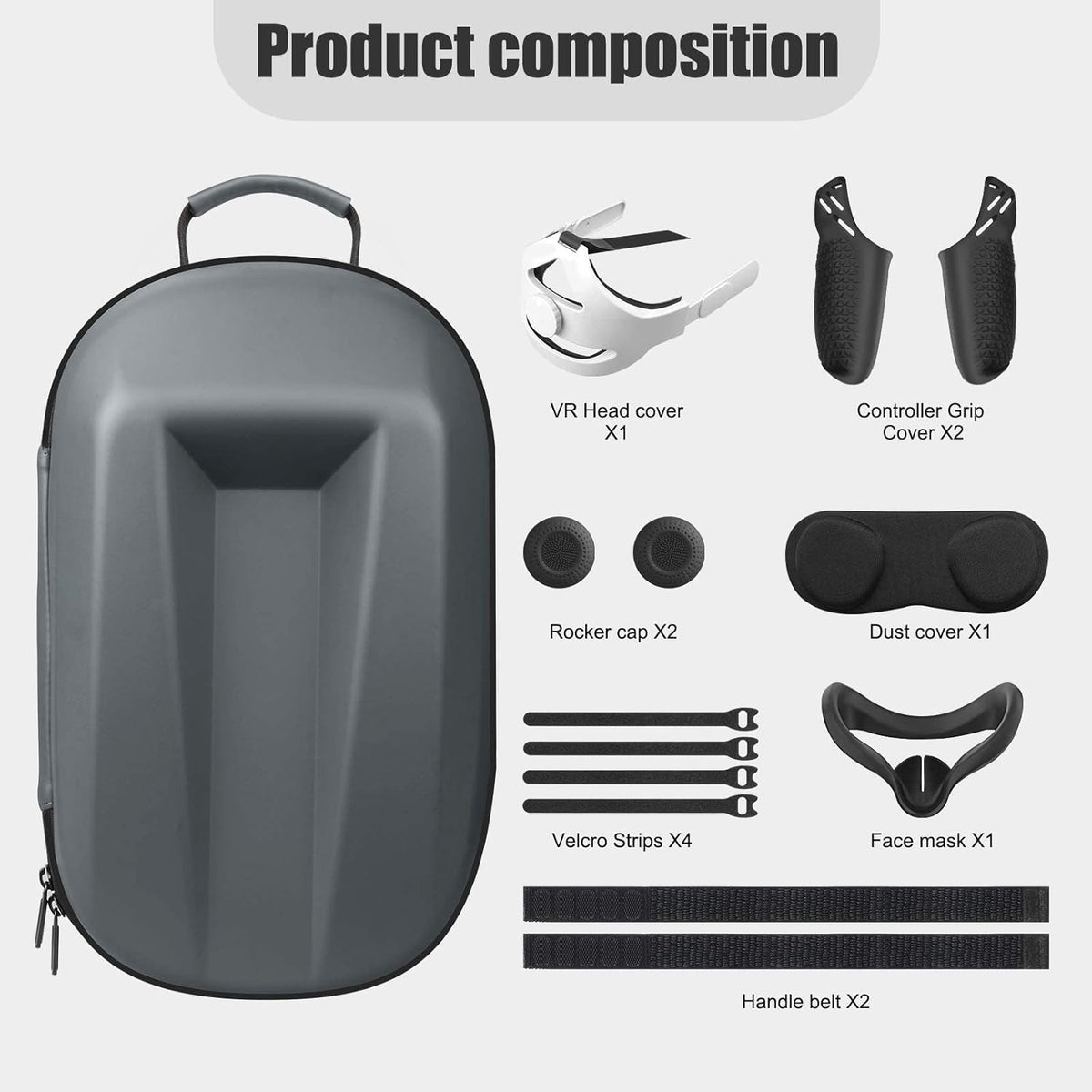 Head Strap with Case Travel, Face Pad, Controller Grips Cover D49681