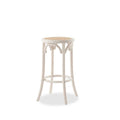 White Backless Rattan Barstool S174