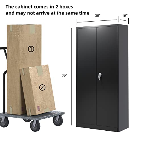 31.5" H Black Steel Lockable Storage Cabinet with 2 Adjustable Shelves V64165