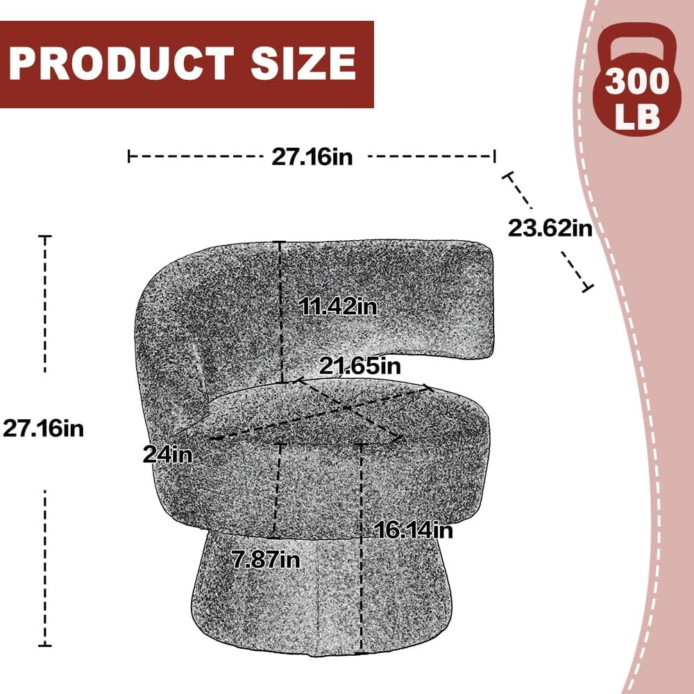 Round Swivel Fuzzy Teddy Barrel Accent Chair D88141