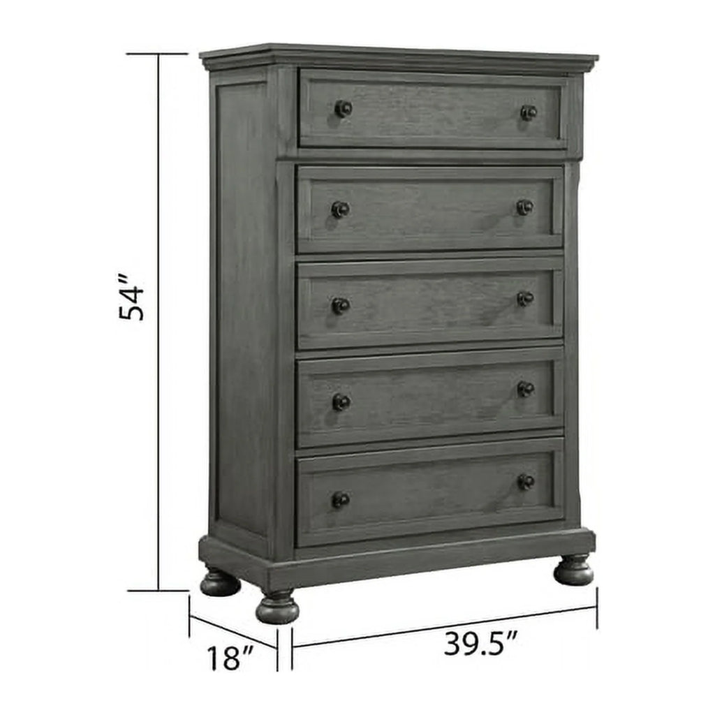5PC King Bedroom Set with Wood & Rustic Gray Finish G8177