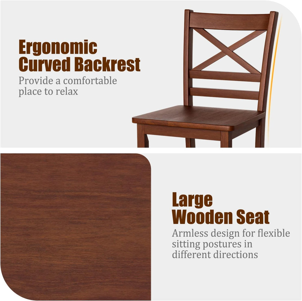 Set of 2 25'' Counter Height Bar Stools with Wooden Backrest R5913