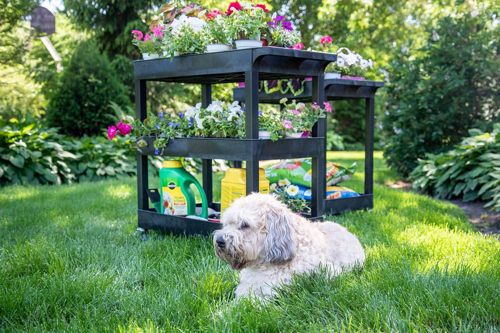 Black 3 Shelf Mobile Utility Tub Cart with Handle Y864