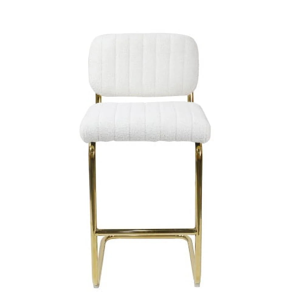 Ivory Boucle Fabric Counter Height Bar Stools Set of 2 L2560