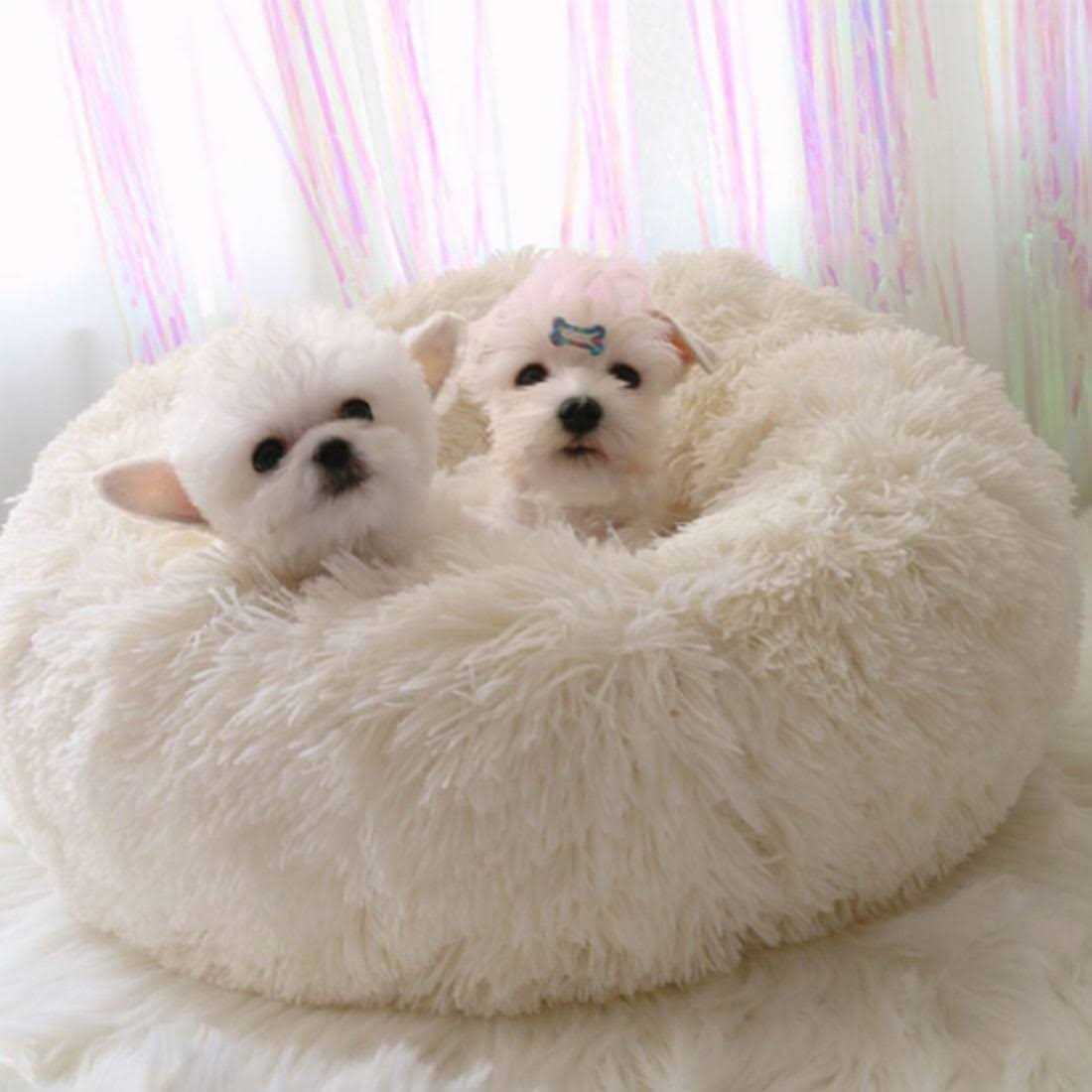 Soft Plush Round Pet Bed for Cats or Small Dogs X23411