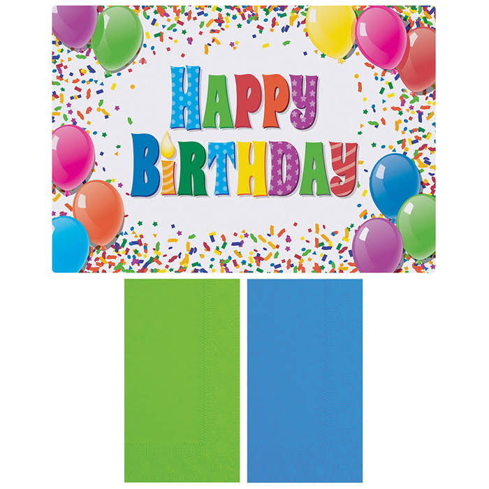 Paper Happy Birthday Placemat and Dinner Napkin Kit Combo Pack S14702