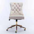 Black Tufted Artificial Rabbit Hair Office Chair with Golden Metal Base H499997