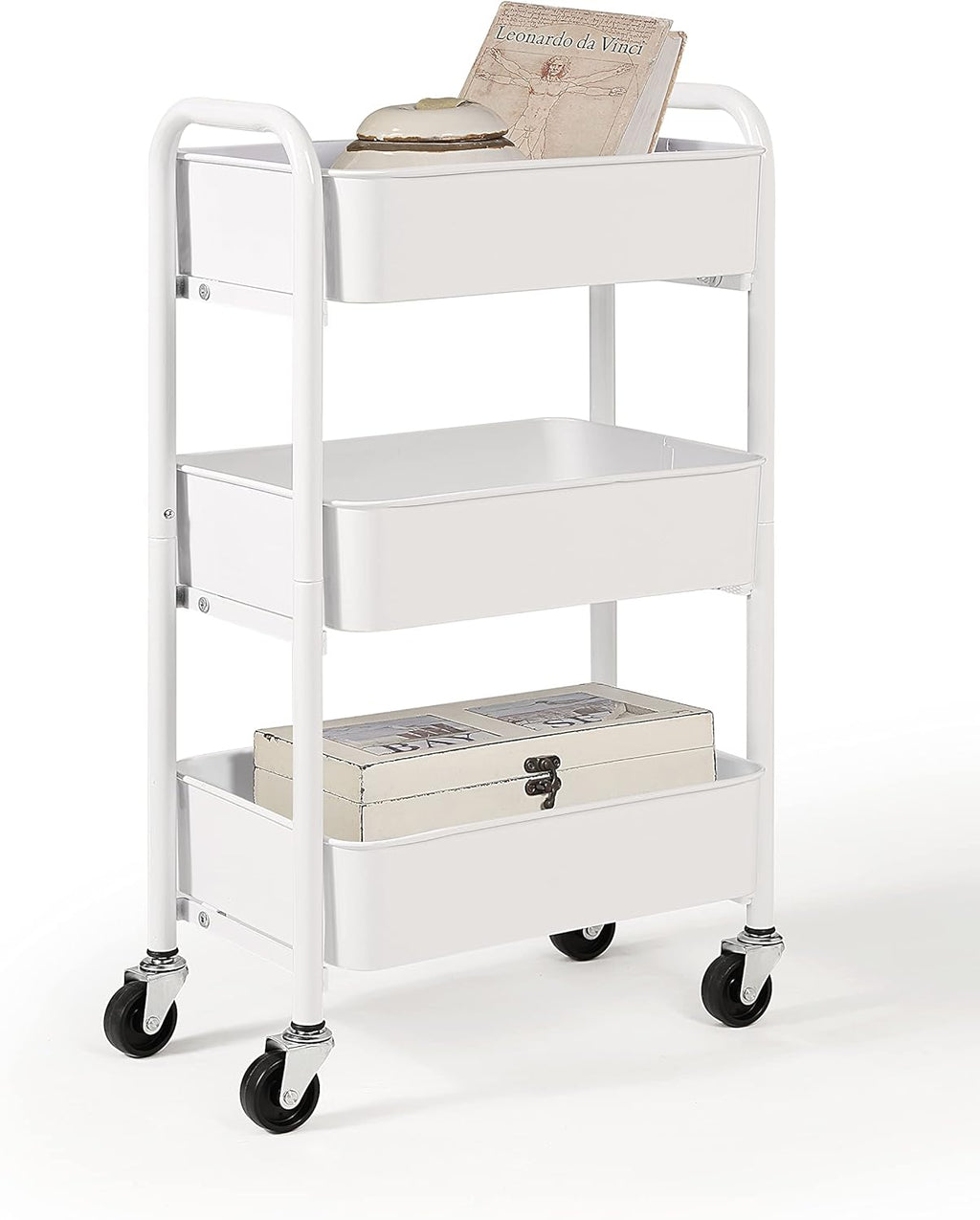 3-Tier Rolling Metal Storage Cart with Caster Wheels X161792