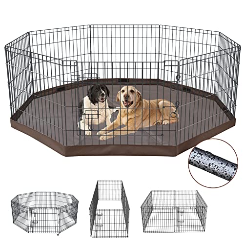 Foldable Metal Dog Playpen 8 Panels 24 Inch with Top Cover A856200