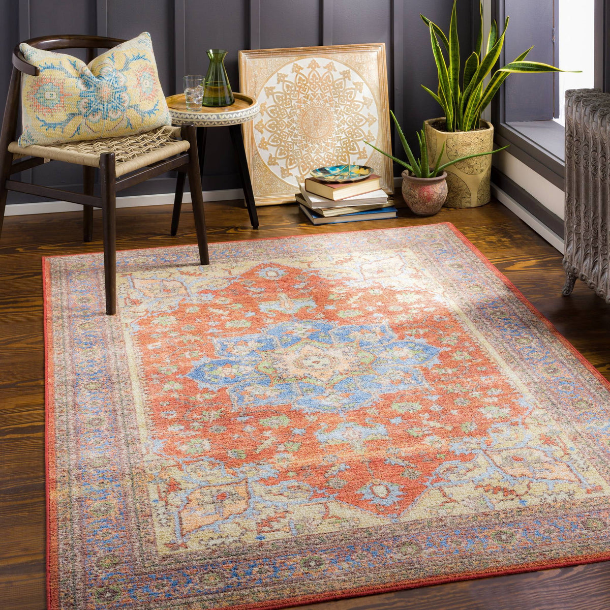 Burnt Orange Traditional Area Rug Y28699