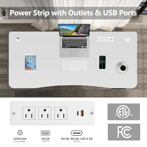 55'' x 24'' Electric Adjustable Height Sit Stand Desk with Charging Station (Oak) N5329