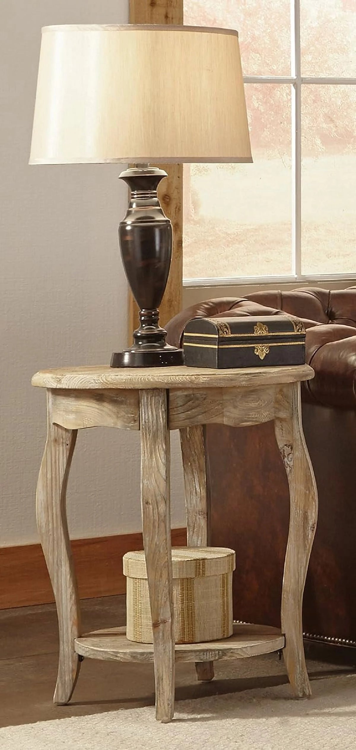 Reclaimed Wood Round End Table T3914