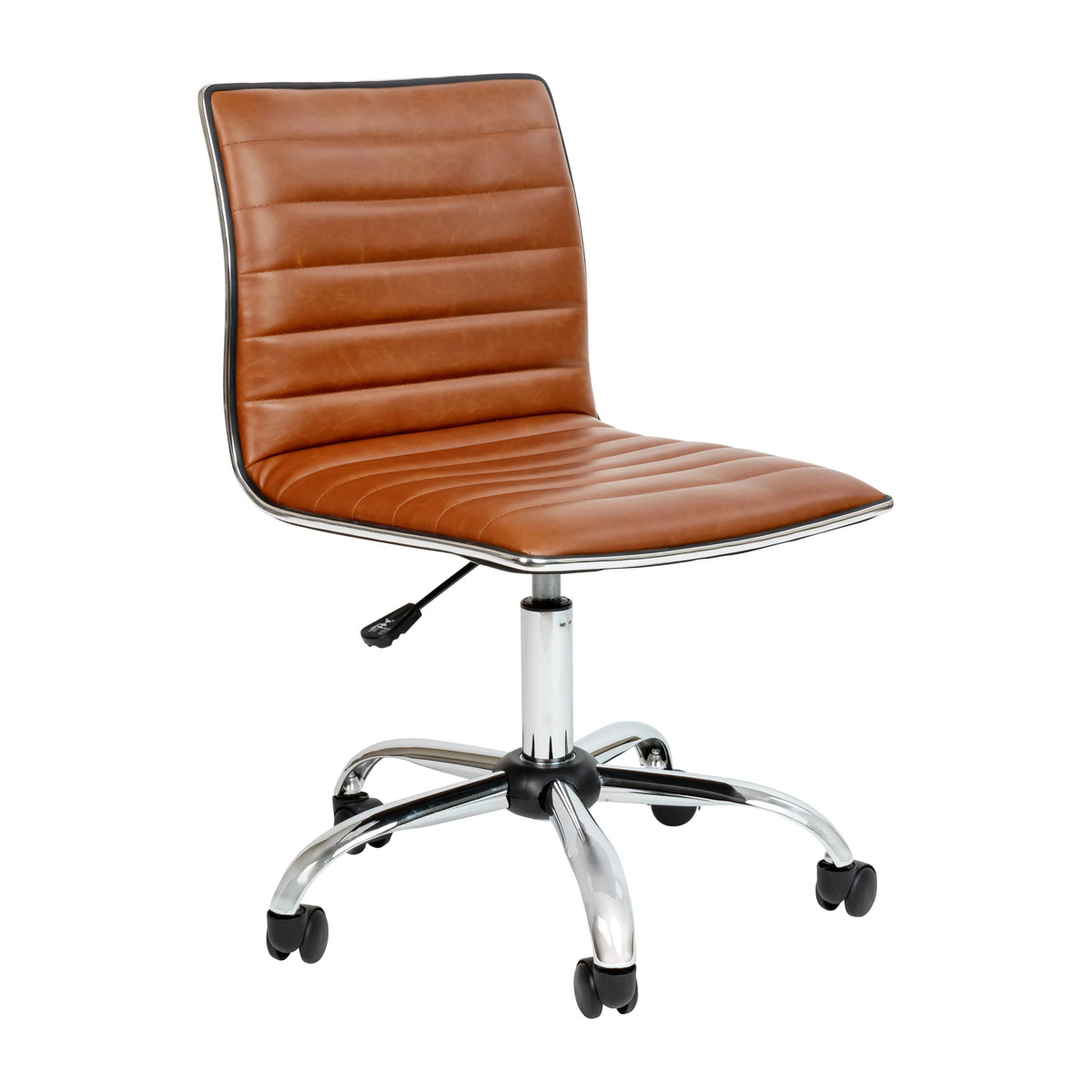 Brown Ribbed Swivel Task Office Chair W7744