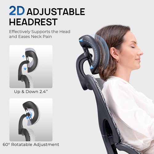 Grey and Black Mesh Ergonomic Office Chair with Footrest J347
