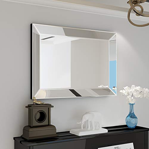 Large Rectangular Wall Mirror 28"x39" Angled Beveled Mirror Frame E842