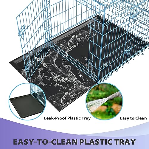 42 Inch Folding Metal Wire Dog Crate with Divider Panel, Removable Tray, Black L304613