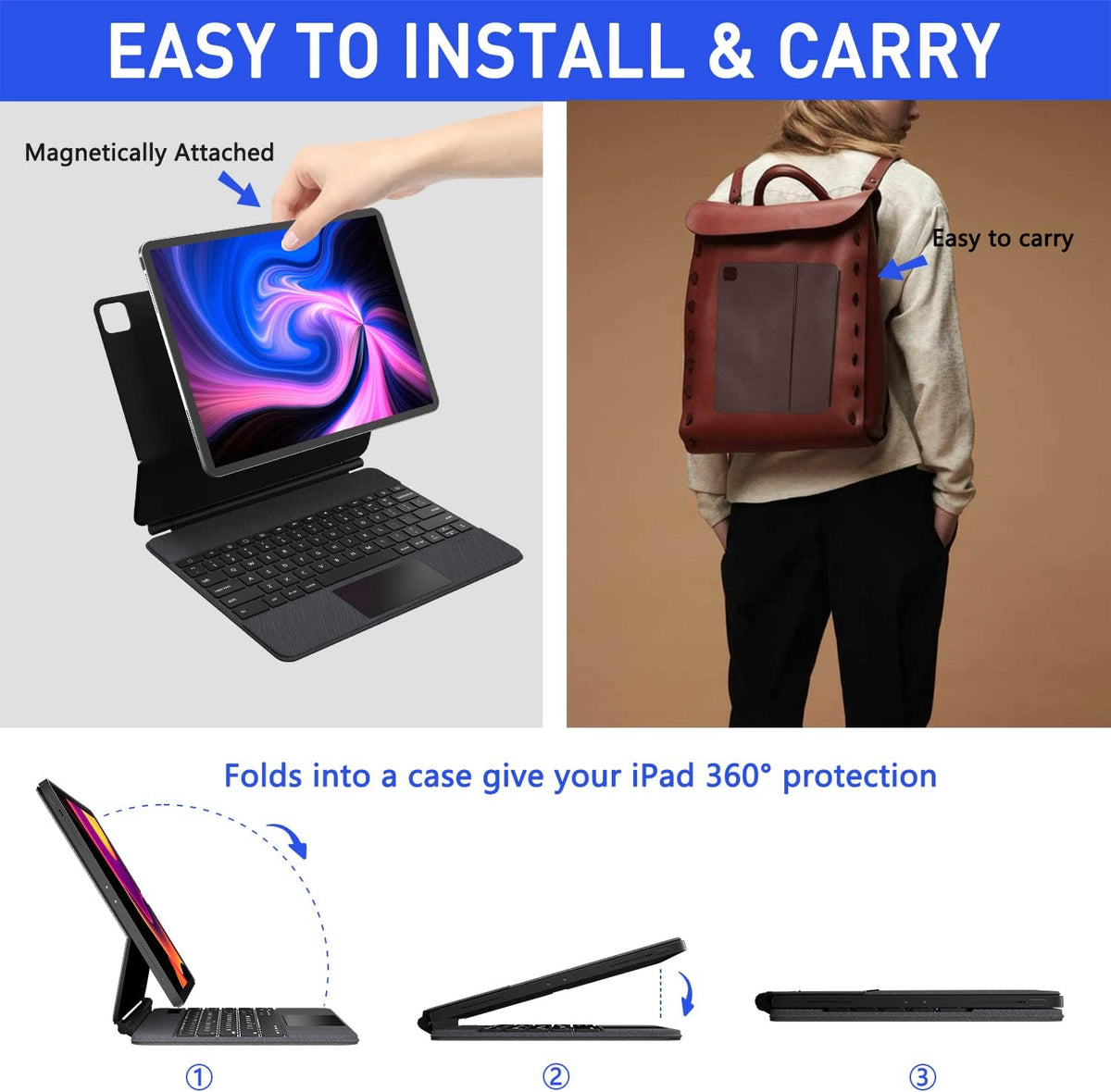 Magnetic iPad Keyboard Case with Touchpad K54346