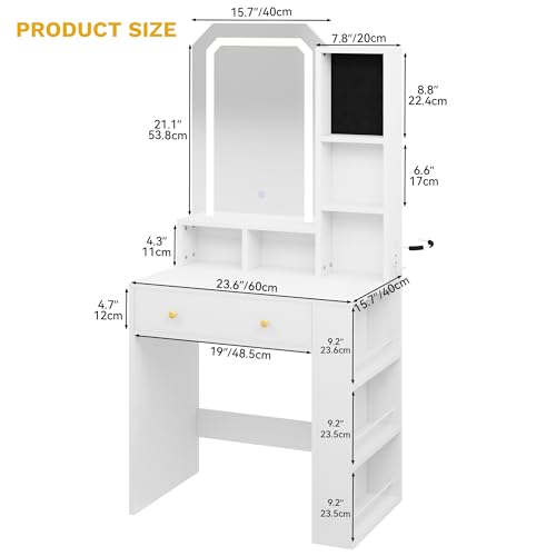 White Vanity Desk Set with LED Mirror and 11 Drawers M69502