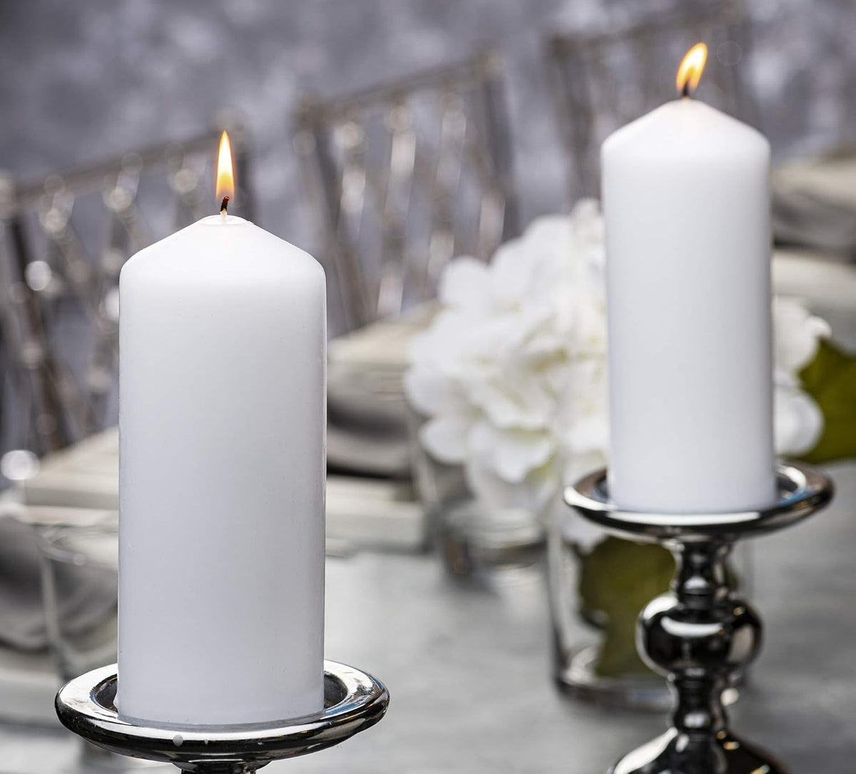 White Pillar Candles Set of 20 Unscented Dripless F491