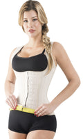 Red Latex Waist Cincher Sports Vest 3 Hooks Shapewear N47114