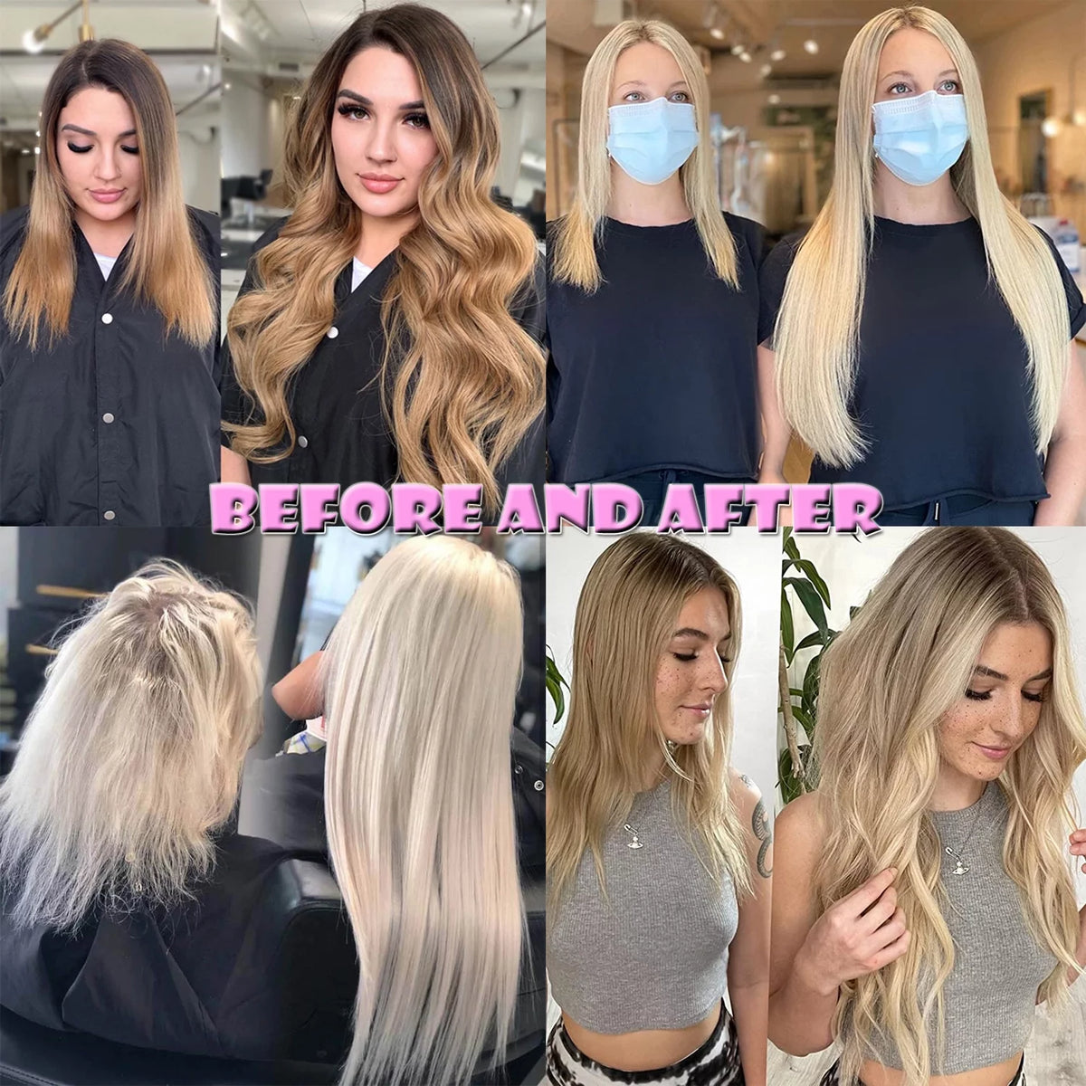 Human Hair Extensions Clip In Natural Blonde Straight H4075