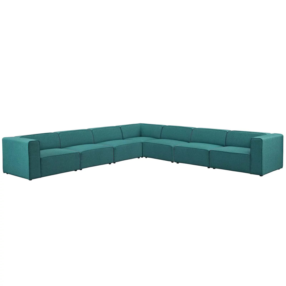 Teal Upholstered Fabric 7 Piece Sectional Sofa Set K4188