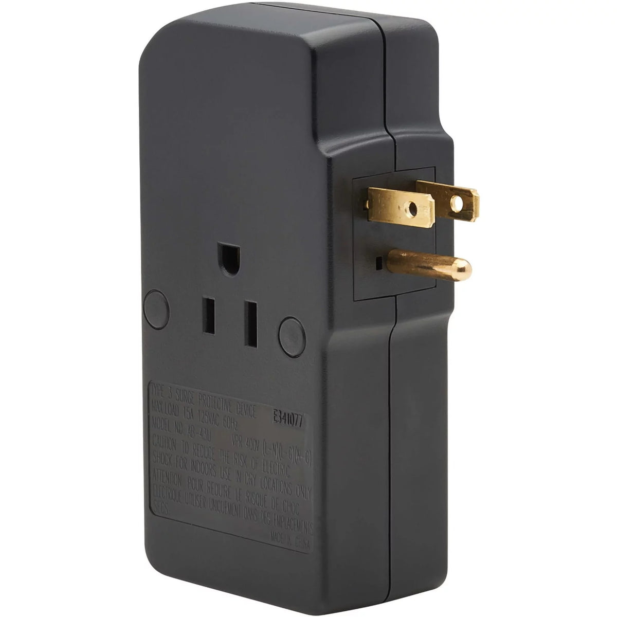 3-Outlet Surge Protector 2 USB Charging Ports Black P8136