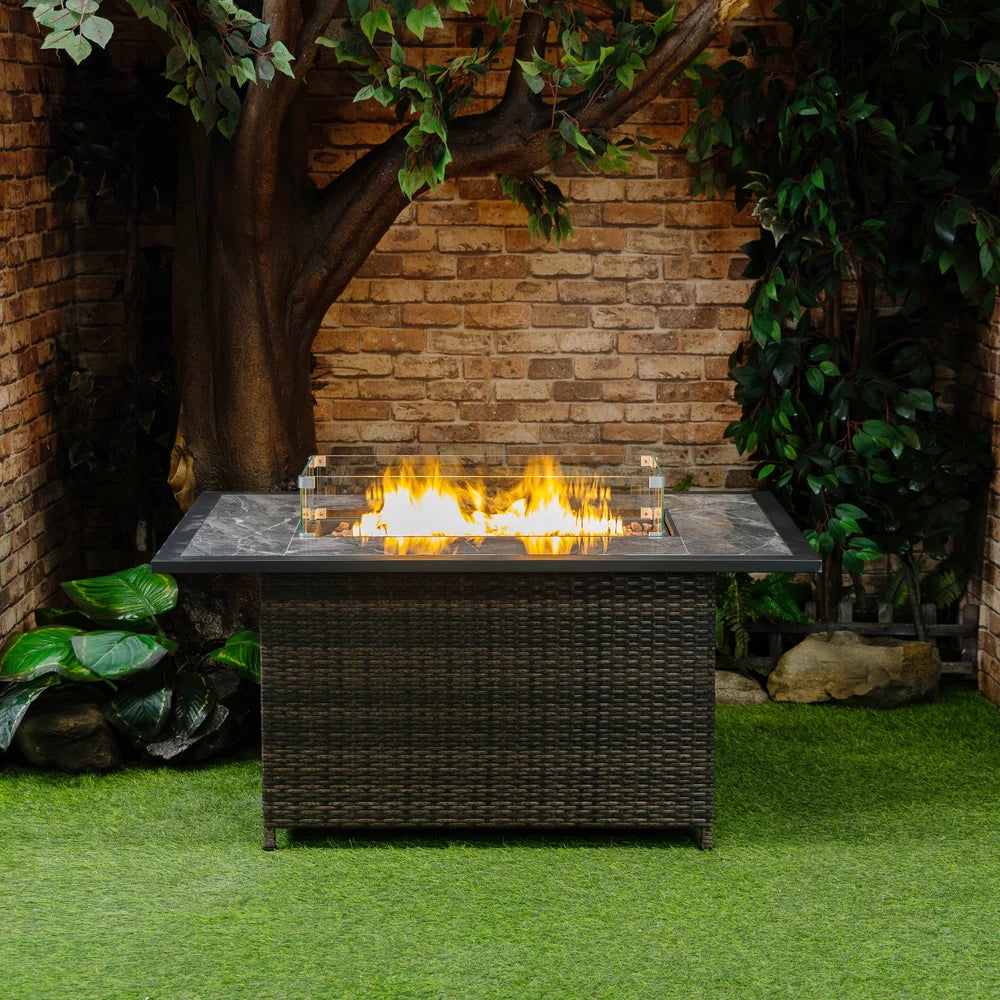 20lbs Wicker Gas Outdoor Firepit Table T975990