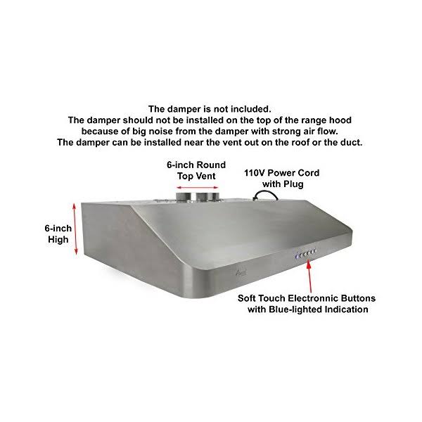Stainless Steel Under Cabinet Range Hood with 2 LED Lights H34766