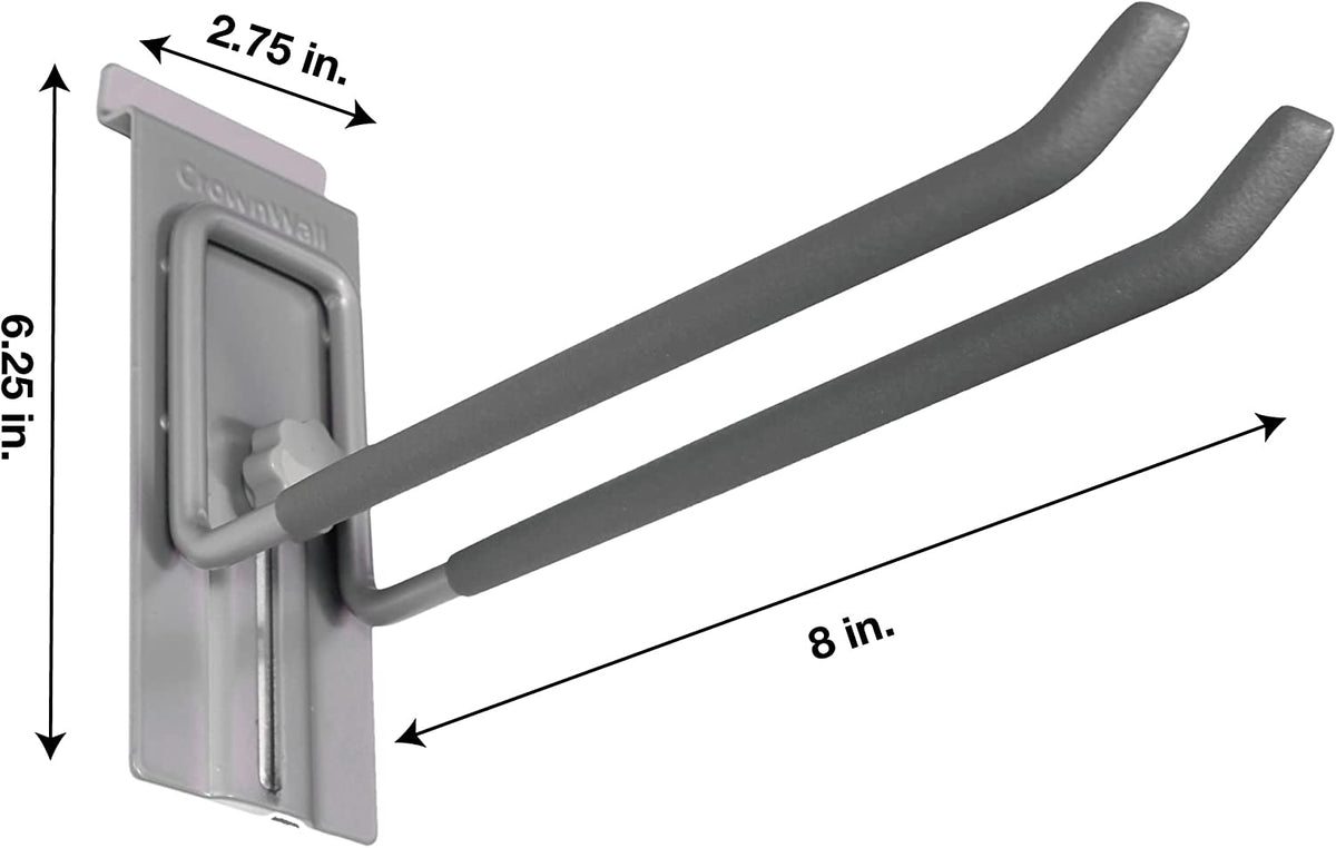 Slat Wall Storage Organizer with 8 Inch Locking Double Hooks (3 Pack) G15922