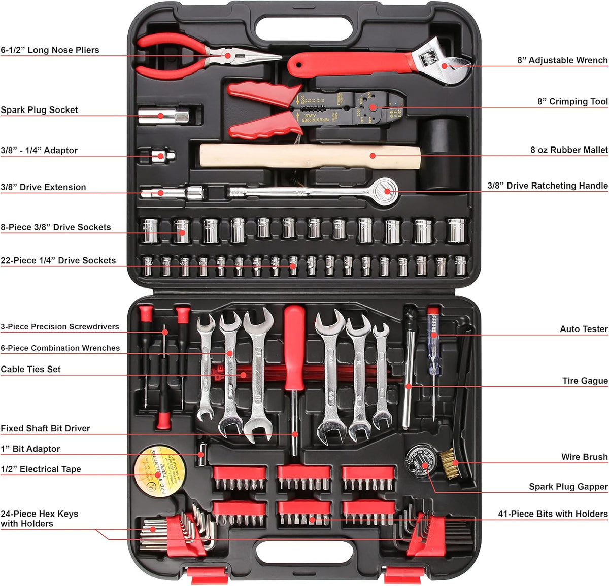 122-Piece Household Hand Tool Set with Carrying Tool Box N90029