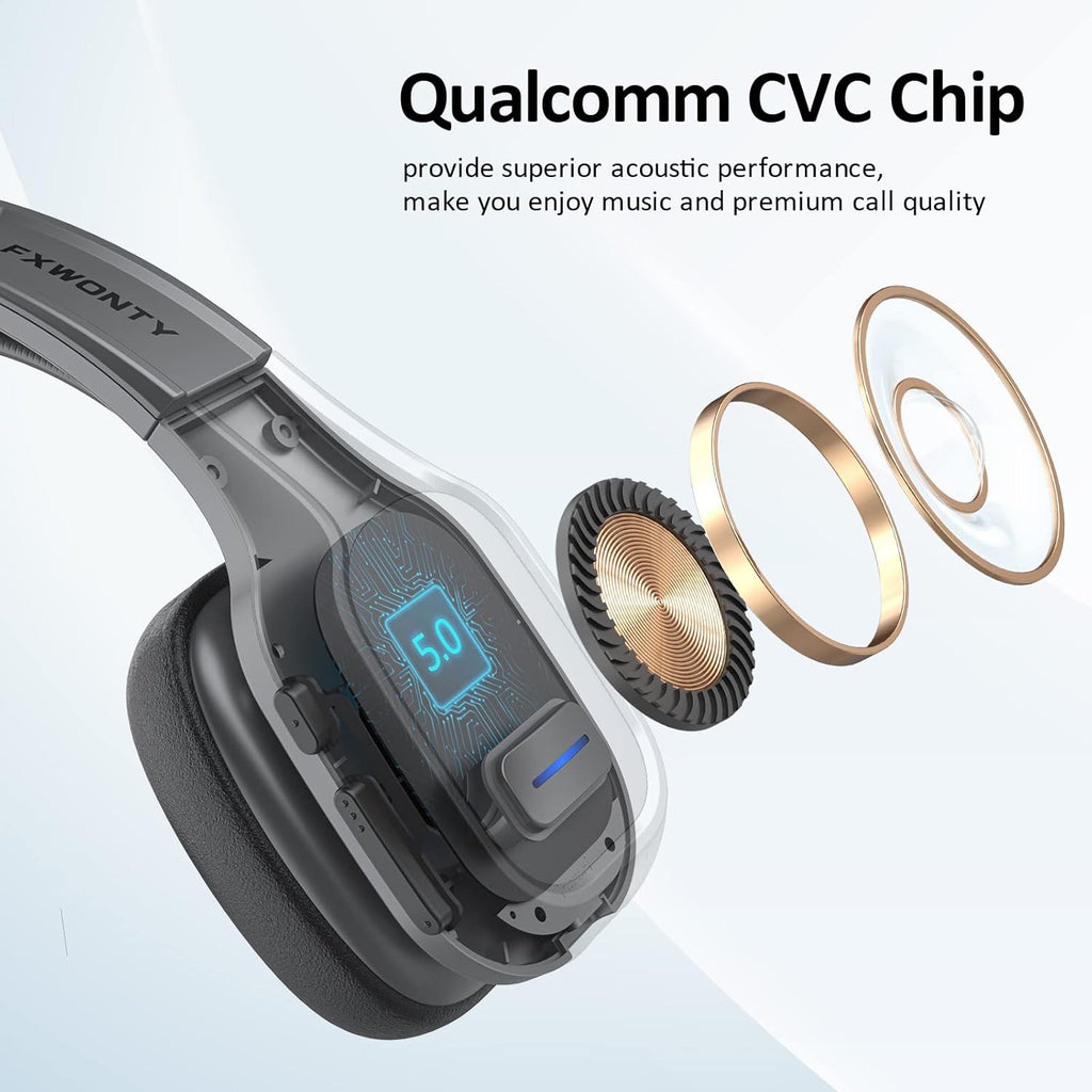 Bluetooth Headset with Microphone Noise Canceling, On-Ear Bluetooth 5.0 Multipoint Headphones, Pack of 2 J952254