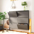 Black Grey Shoe Cabinet with 3 Flip Drawers Y2226