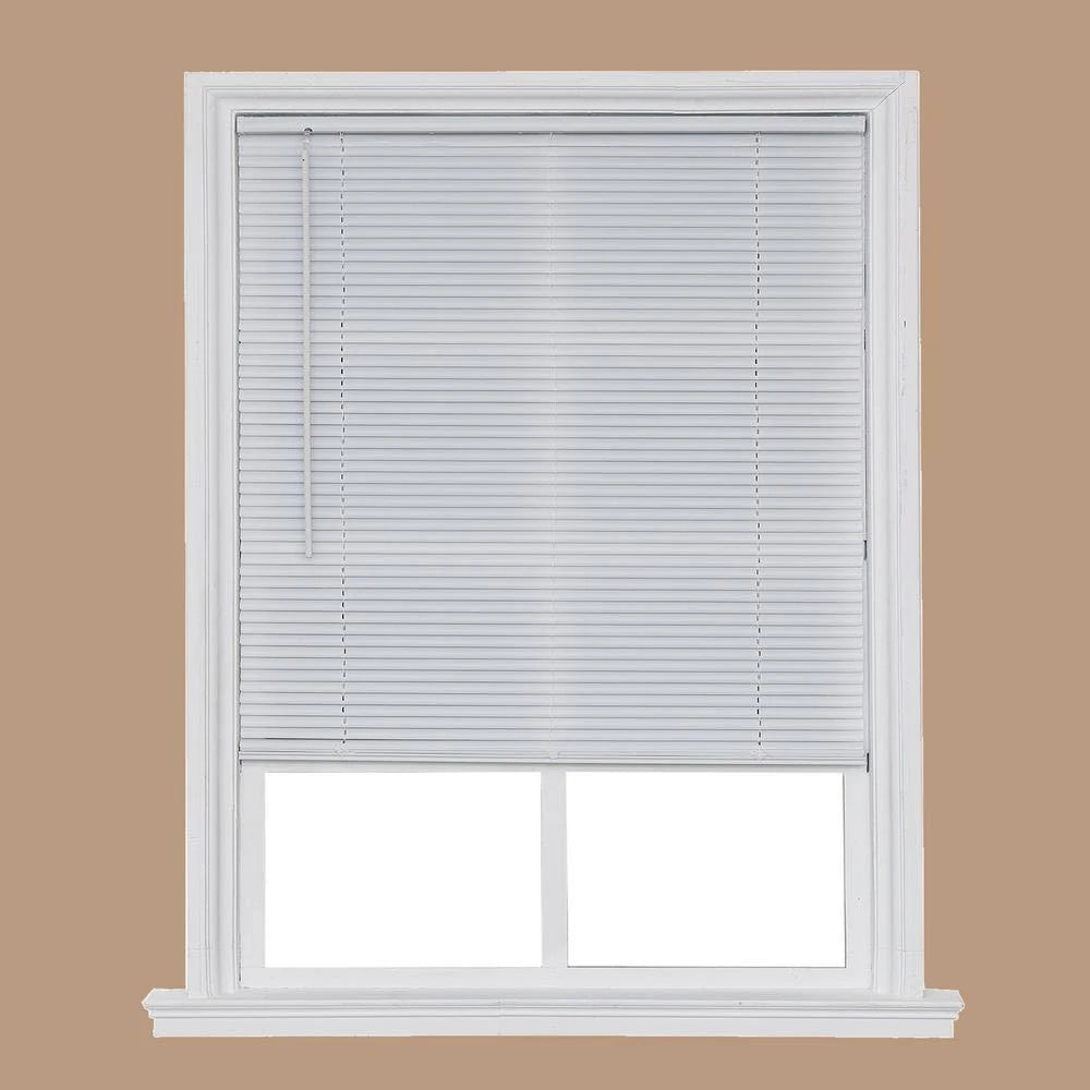 White Cordless Vinyl Mini Blind 28 in. W x 64 in. L D648