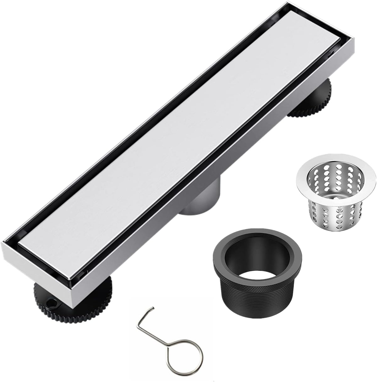 24 inch Linear Shower Drain with Removable Grate, Matte Black U74713