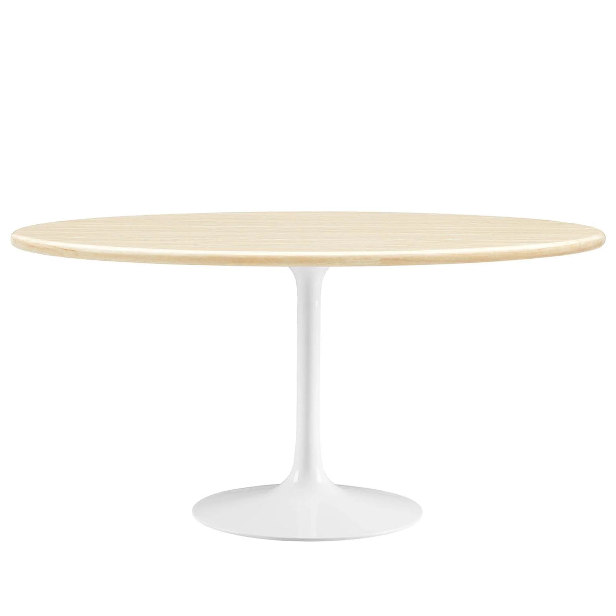 White Oval Artificial Travertine Dining Table Z665967