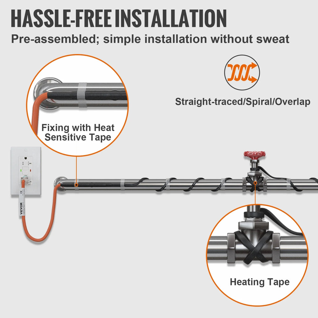 18-feet 5W/ft Self-Regulating Pipe Heating Cable D166186