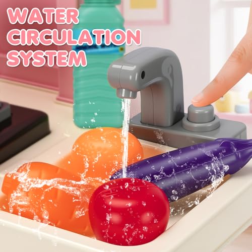 Kids Kitchen Playset with Sound & Light, Play Sink and Play Food C868065