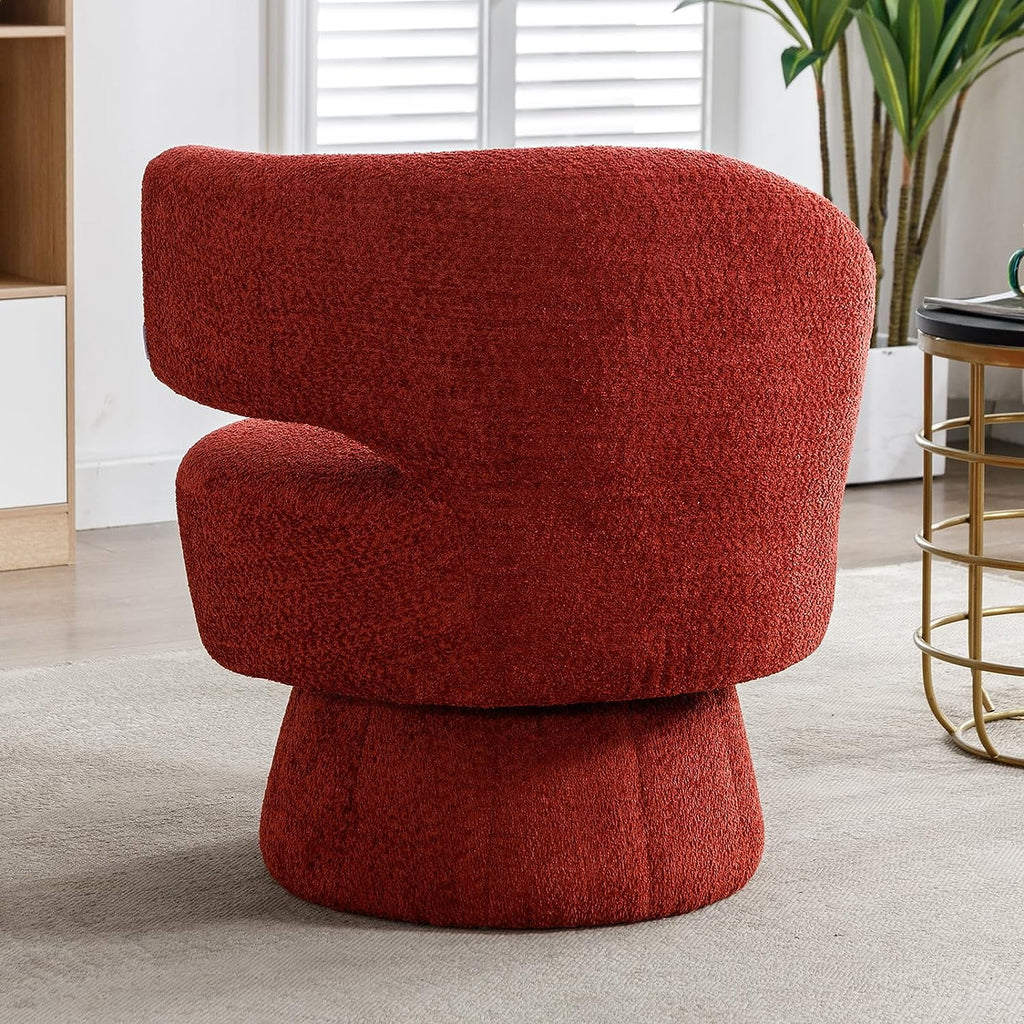 Round Swivel Fuzzy Teddy Barrel Accent Chair D88141