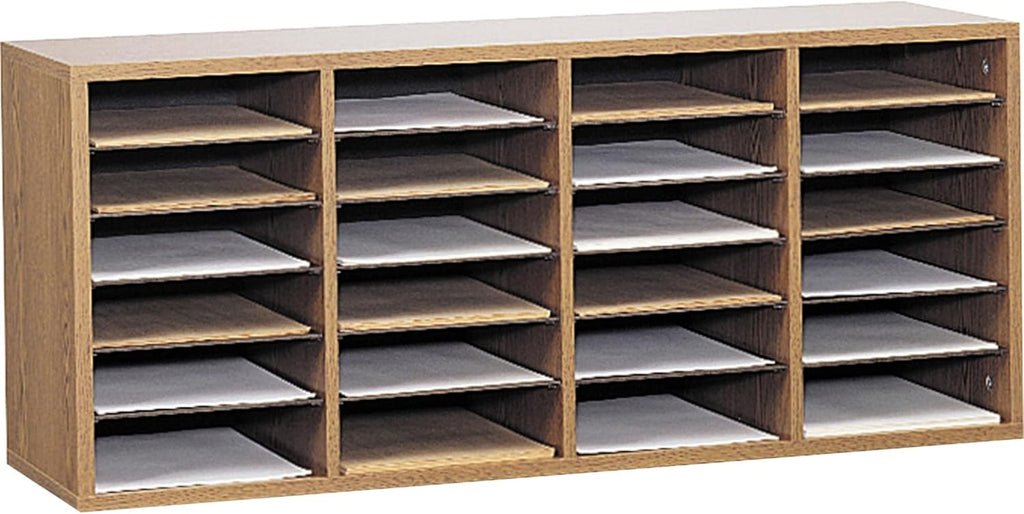 Medium Oak Wood Literature Organizer, 24 Compartment, Stackable Z713