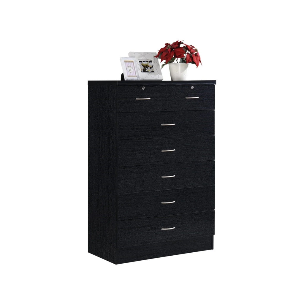 7 Drawer Wooden Dresser Chest with 2 Top Locks, Cherry A491663