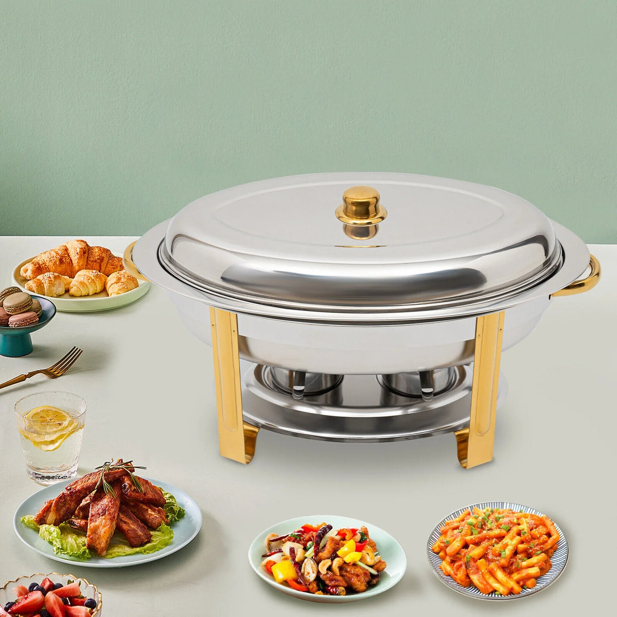 5.5L Stainless Steel Oval Chafing Dish with Lid P475