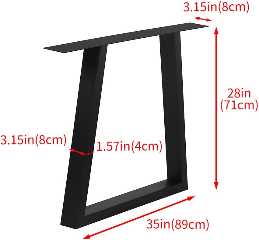 2 PCS Black Cast Iron Square Tube Table Legs D95800