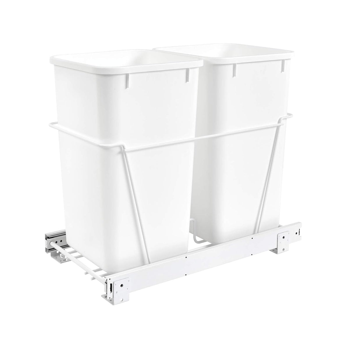 Double 27-Quart Chrome Wire Pullout Trash Can J197
