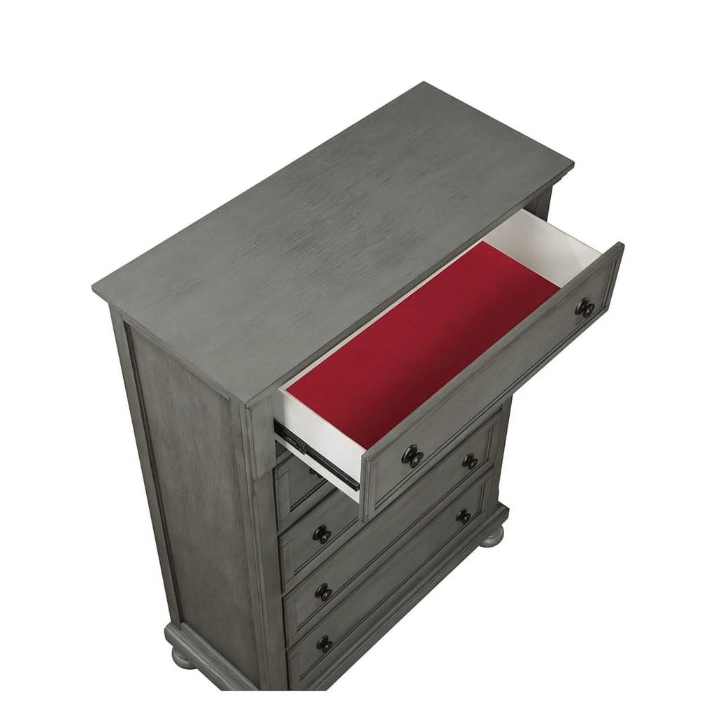 5PC King Bedroom Set with Wood & Rustic Gray Finish G8177