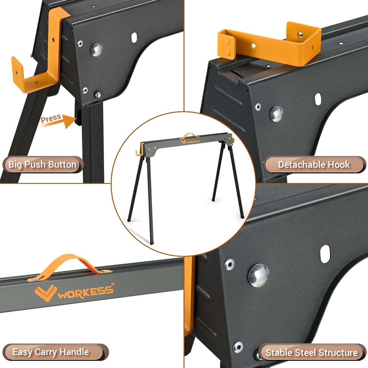 Sawhorse 2 Pack Portable Folding Heavy Duty 1100 LBS Weight Capacity G572