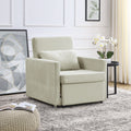 Beige Velvet Convertible Chair Bed L23317
